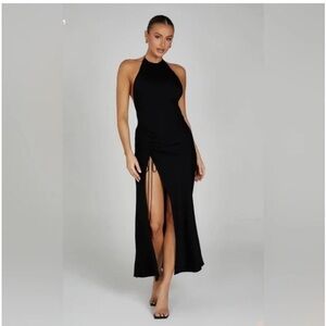 MESHKI Polly Slinky Open Back Maxi Dress